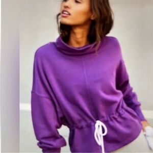 FREE PEOPLE NWT Remi French Terry sweatshirt Purple with Drawstring